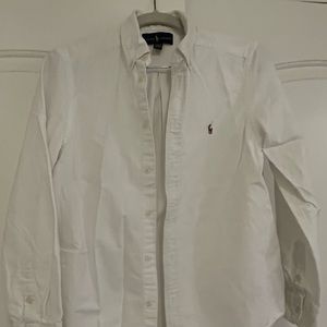 Boys Ralph Lauren white long sleeve button shirt